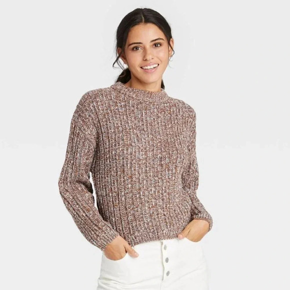 Target Sweaters - Universal Thread Brown White Crew neck Pullover Sweater XS